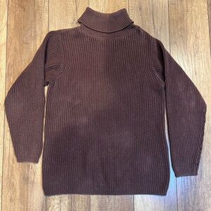 Vintage GAP Y2K Brown 100% Cotton Ribbed Knit Turtleneck Sweater